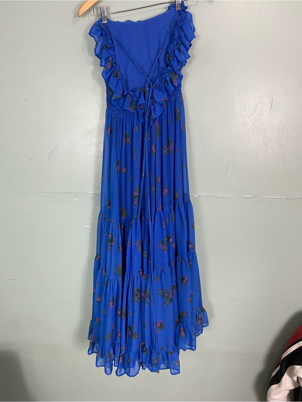 Free People Cloud Nine Maxi Dress Floral Blue Sundress Small Tiered - Picture 4 of 6